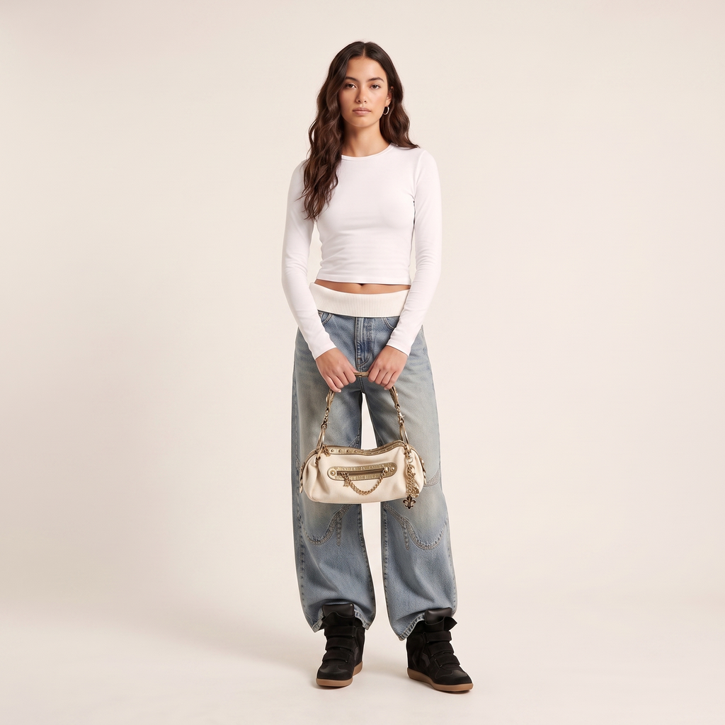 Canvas Charm Shoulder Bag
