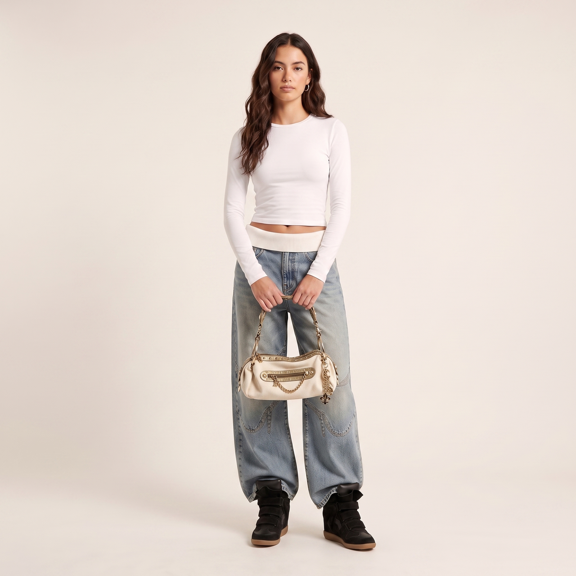 Canvas Charm Shoulder Bag