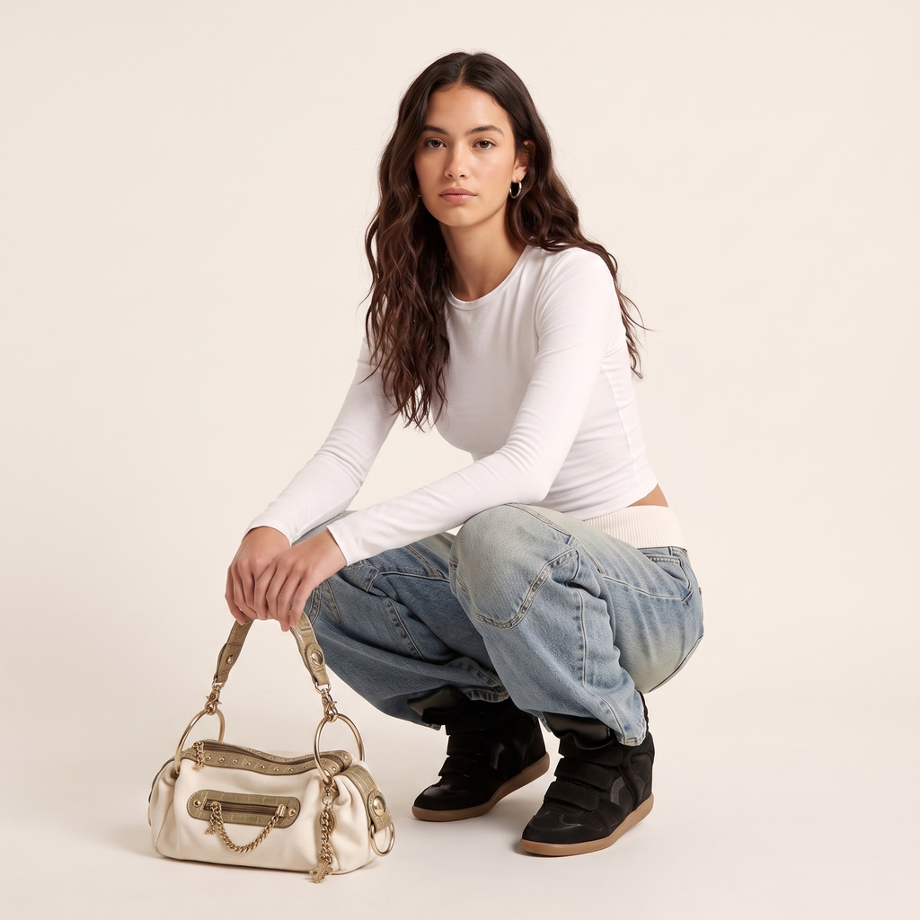 Canvas Charm Shoulder Bag