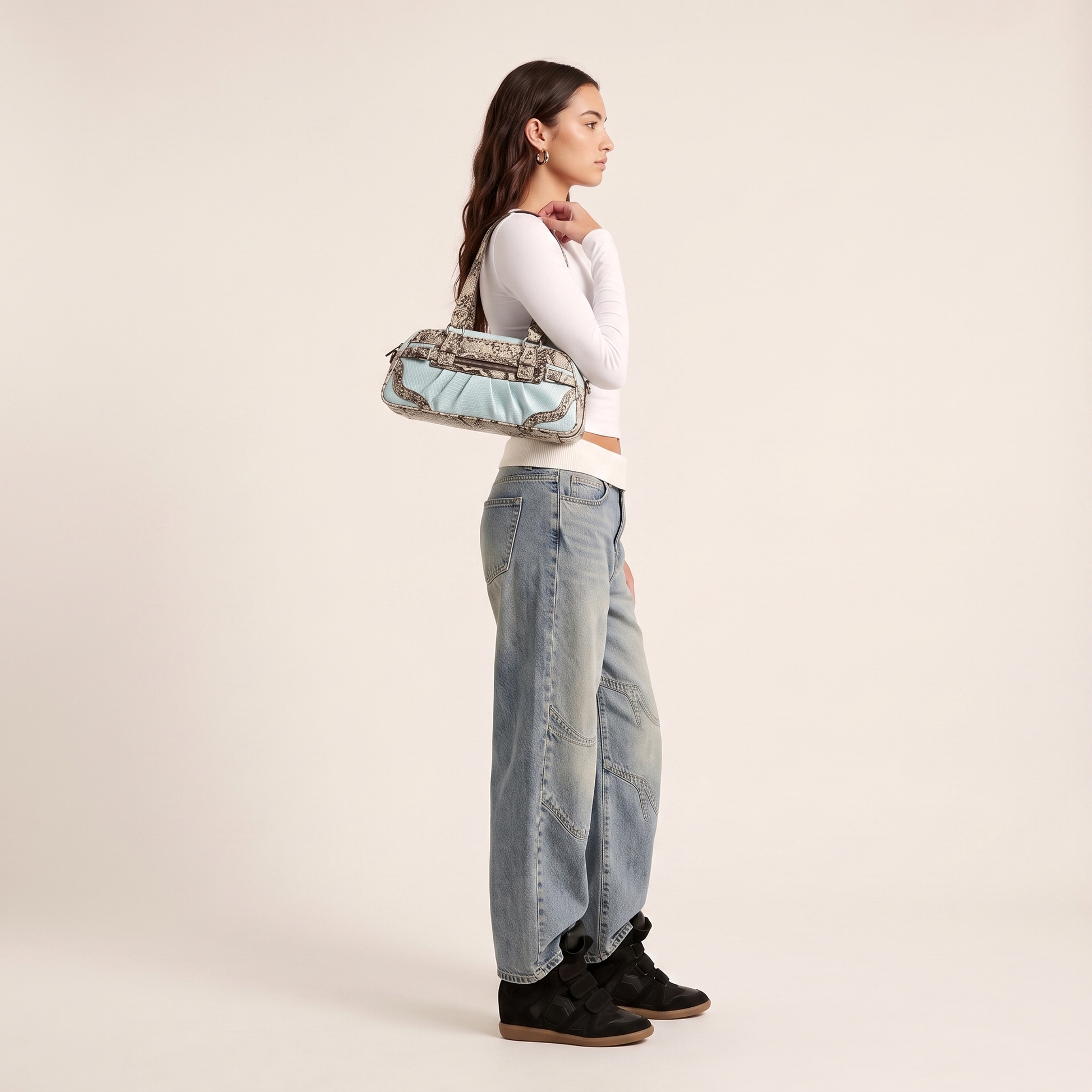 Sky Python Shoulder Bag