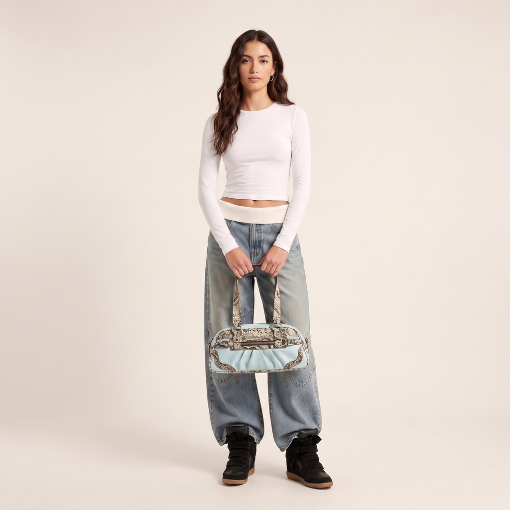 Sky Python Shoulder Bag