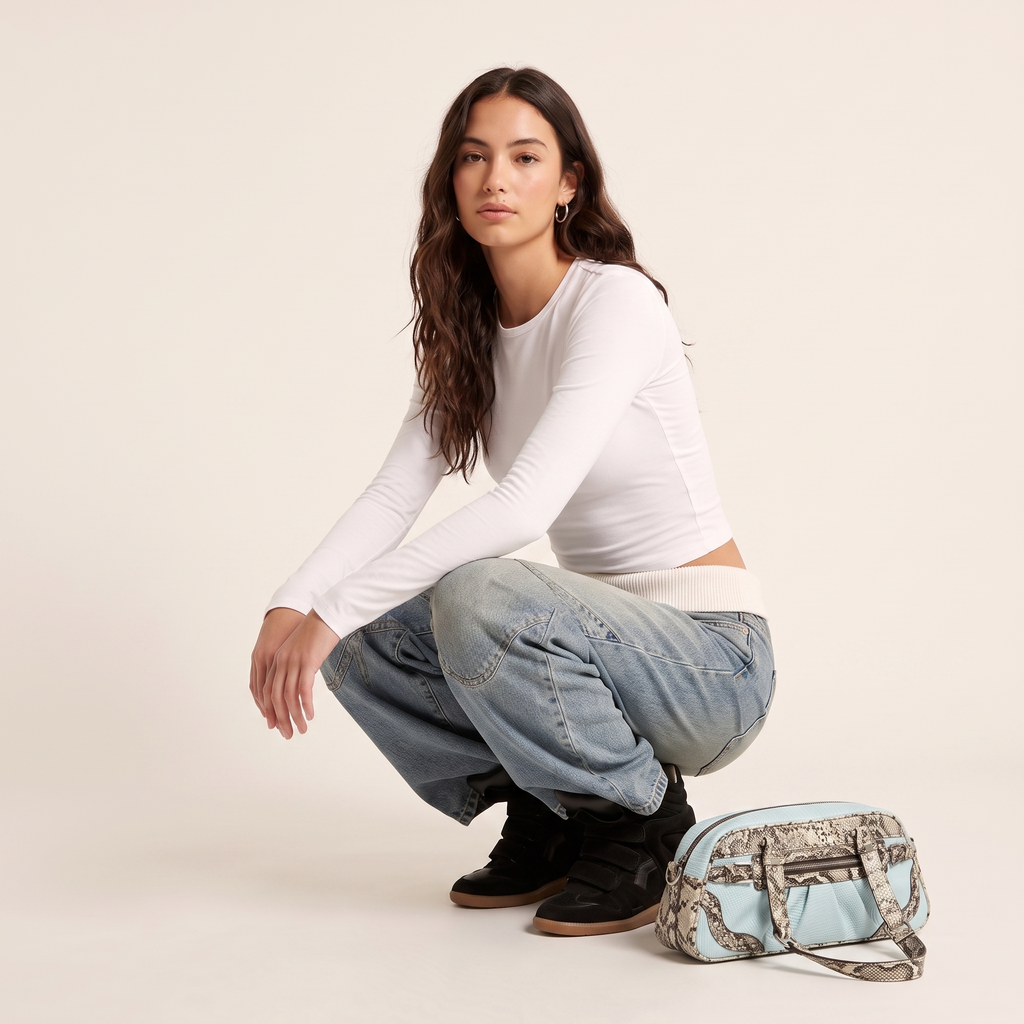 Sky Python Shoulder Bag