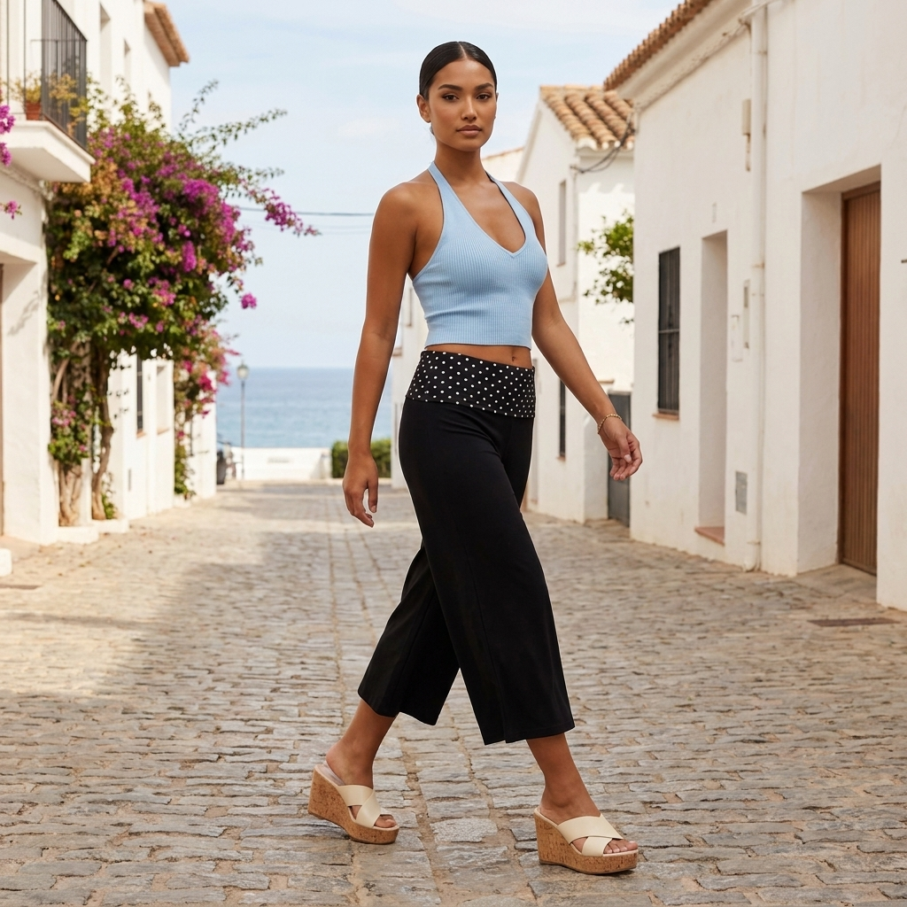 Midnight Polka Capri Pants