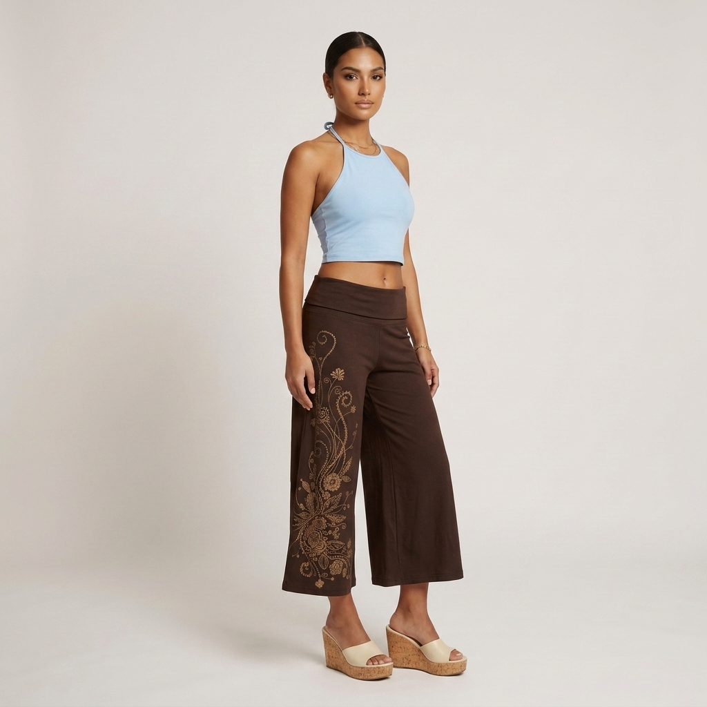 Mocha Bloom Capri Pants