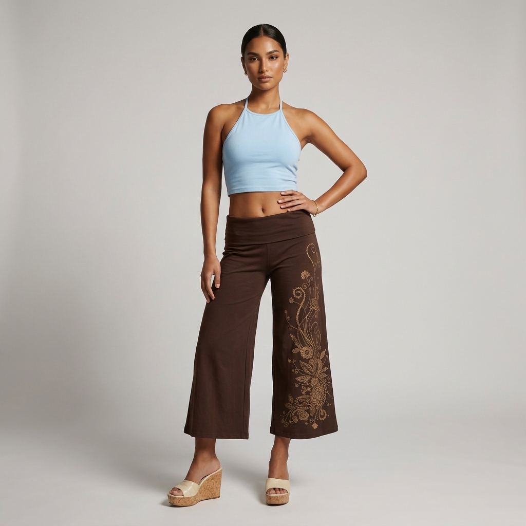 Mocha Bloom Capri Pants