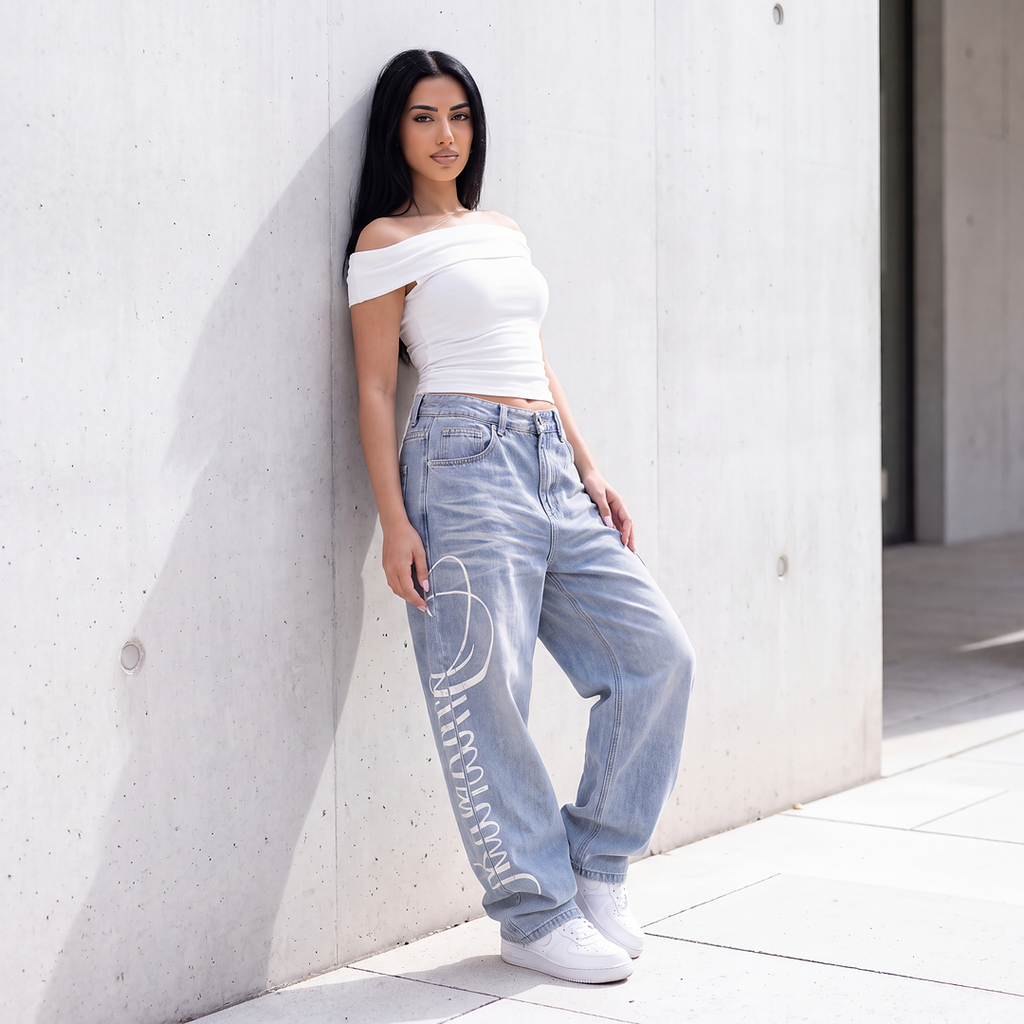 Soft Script Slouch Jeans