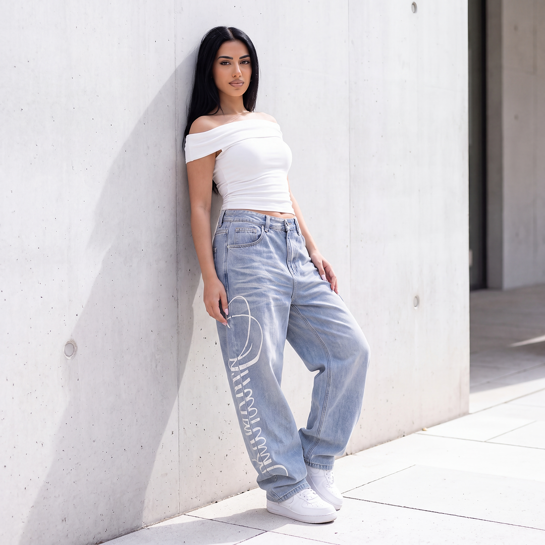 Soft Script Slouch Jeans