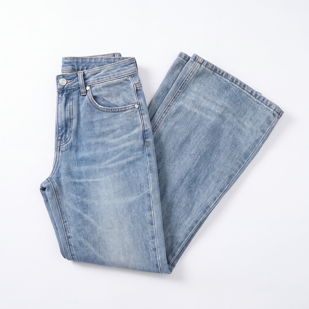 Low-Rise Washed Flare Jeans