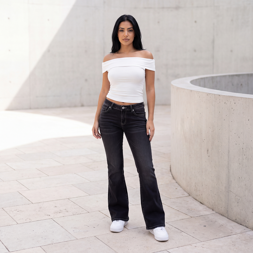 Midnight Cross Flare Jeans