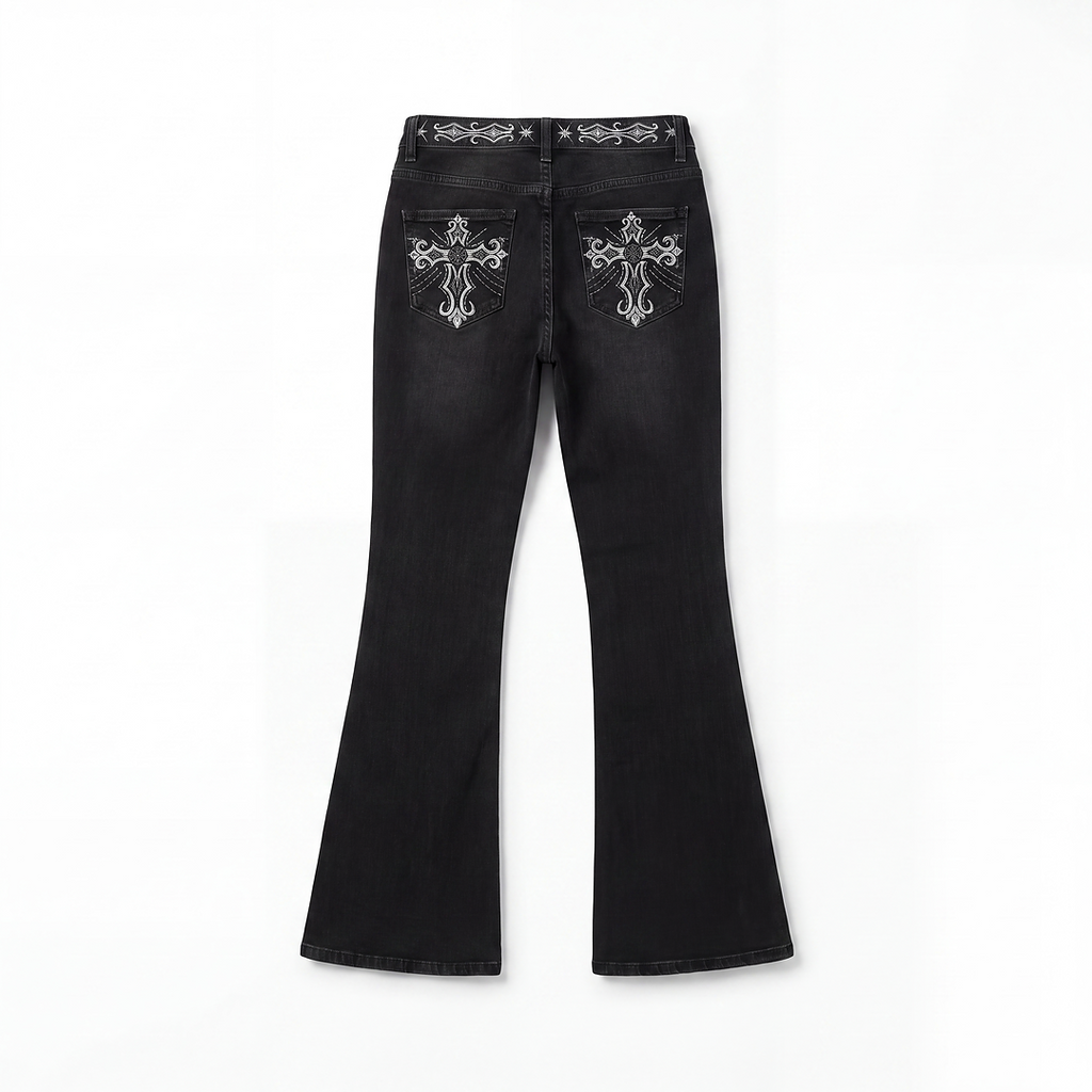 Midnight Cross Flare Jeans