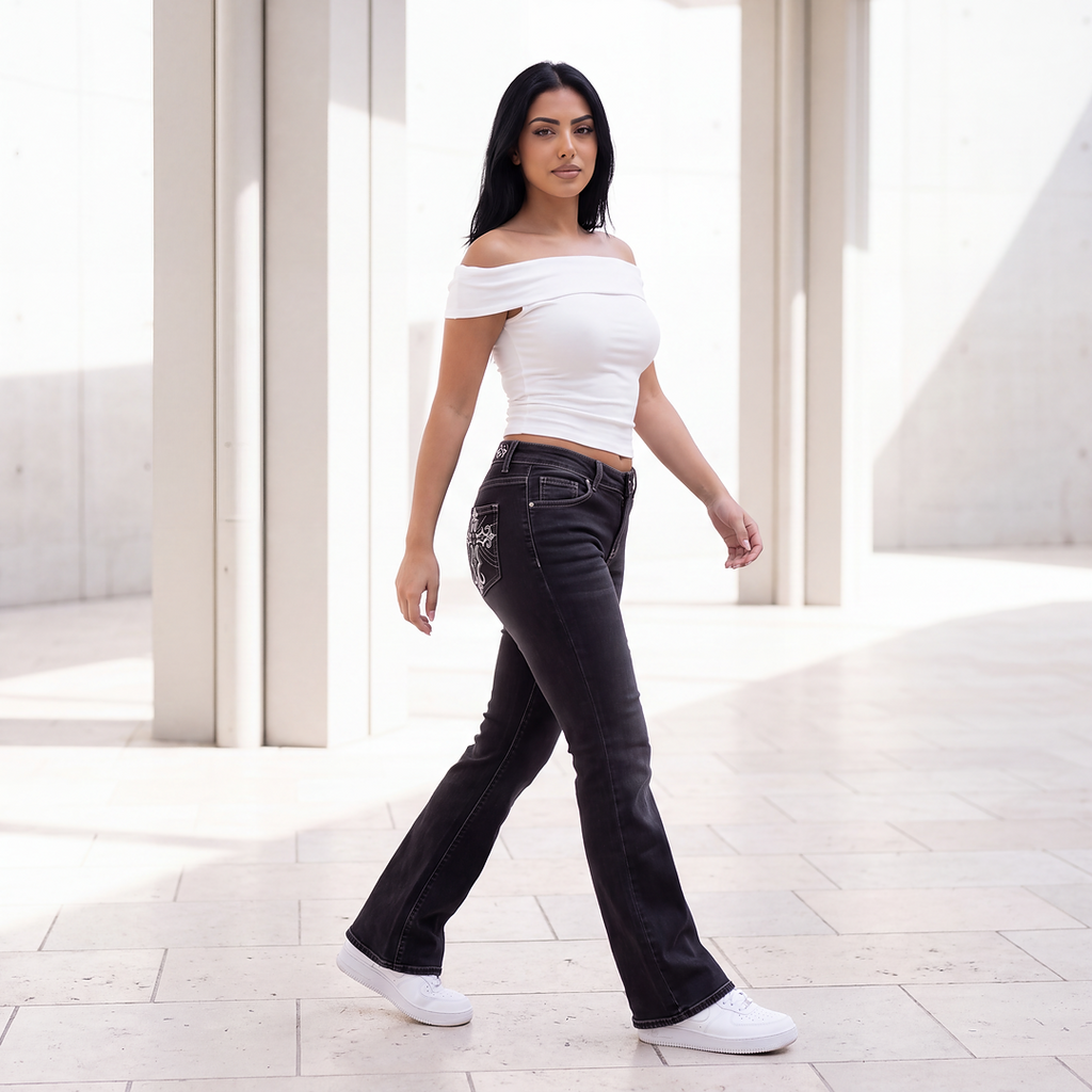 Midnight Cross Flare Jeans