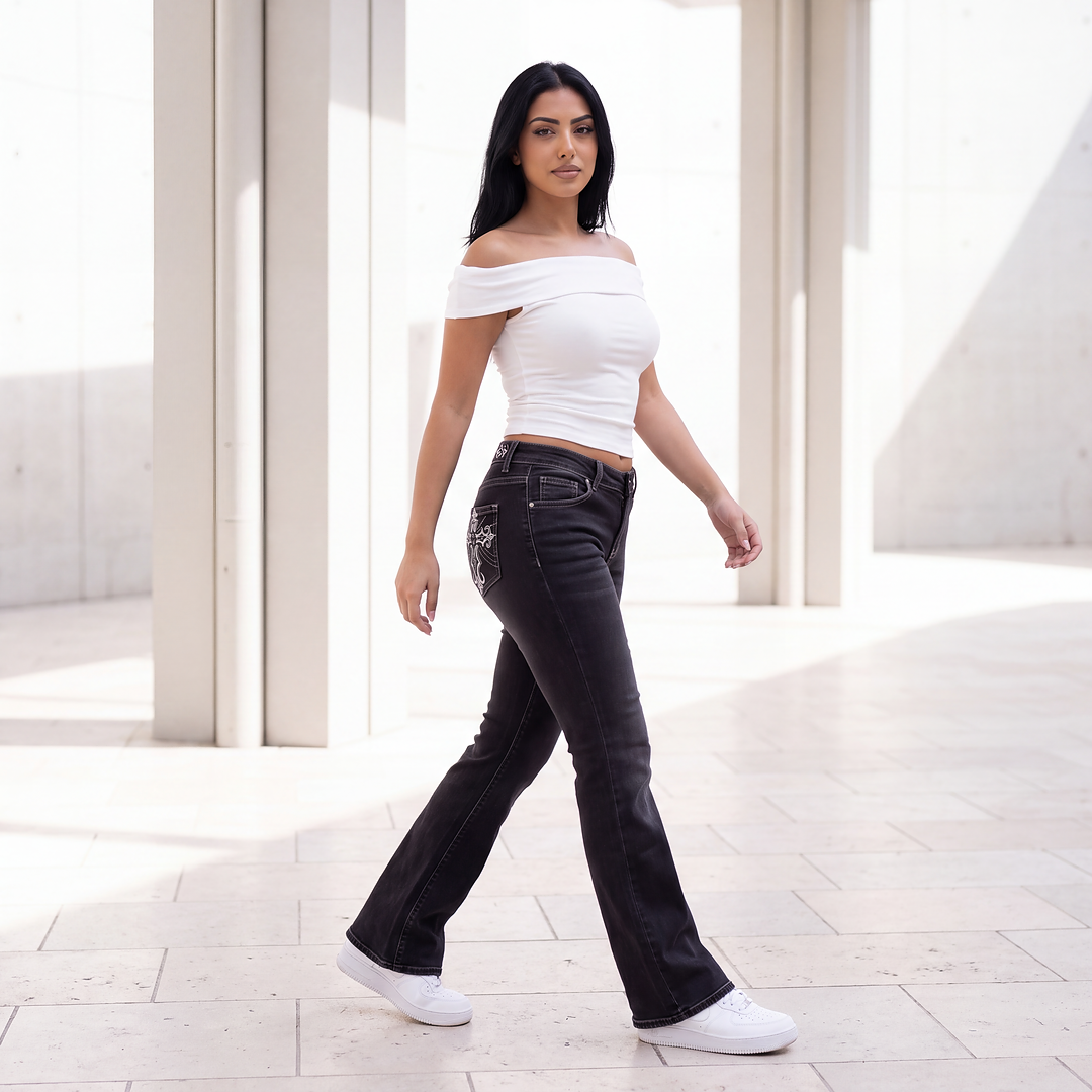 Midnight Cross Flare Jeans