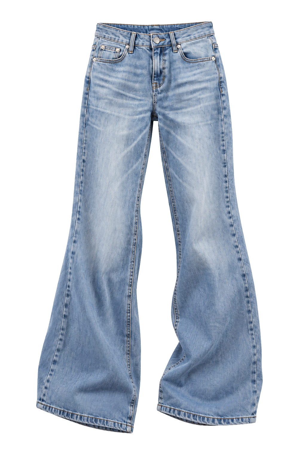 Low-Rise Washed Flare Jeans