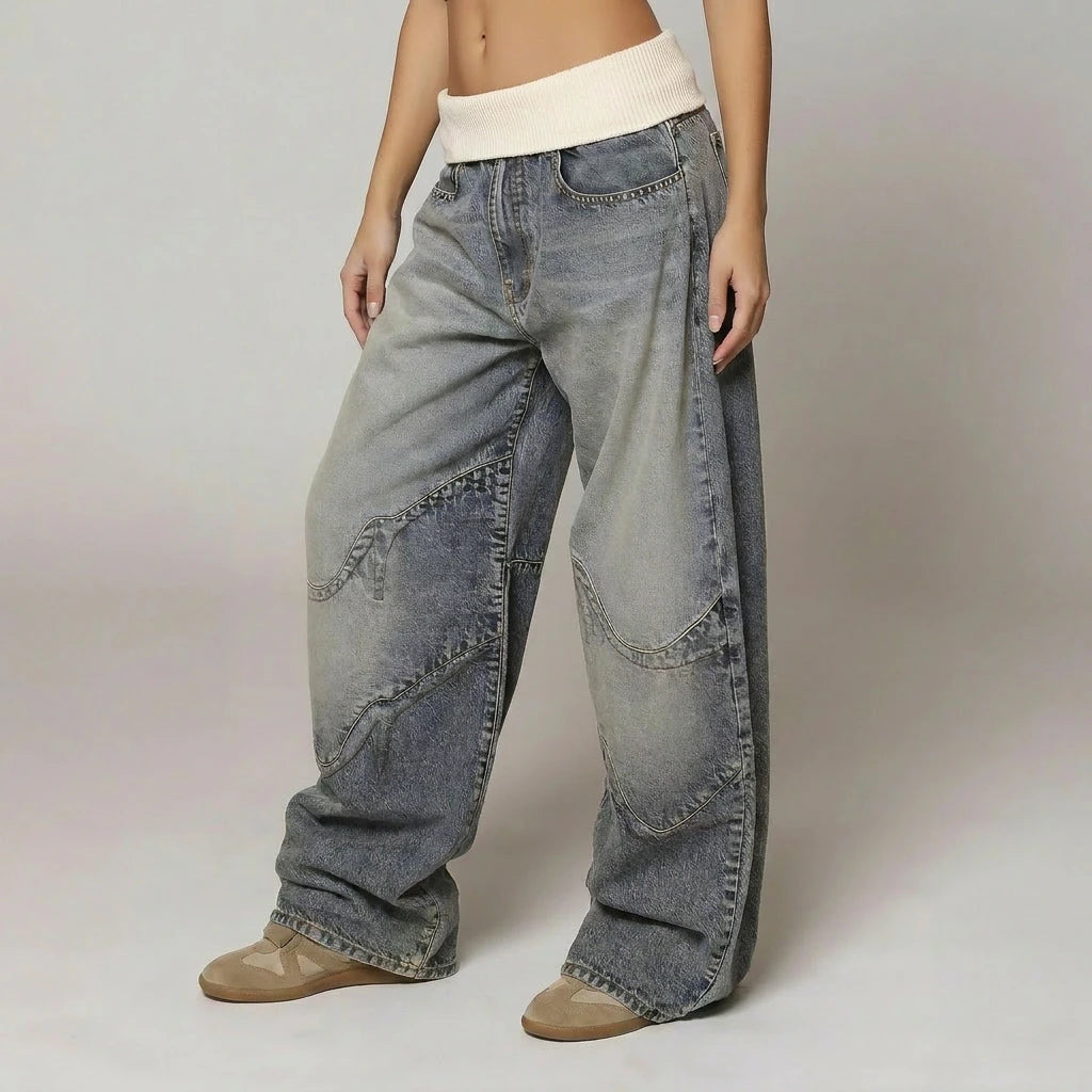 Foldover Drift Baggy Jeans