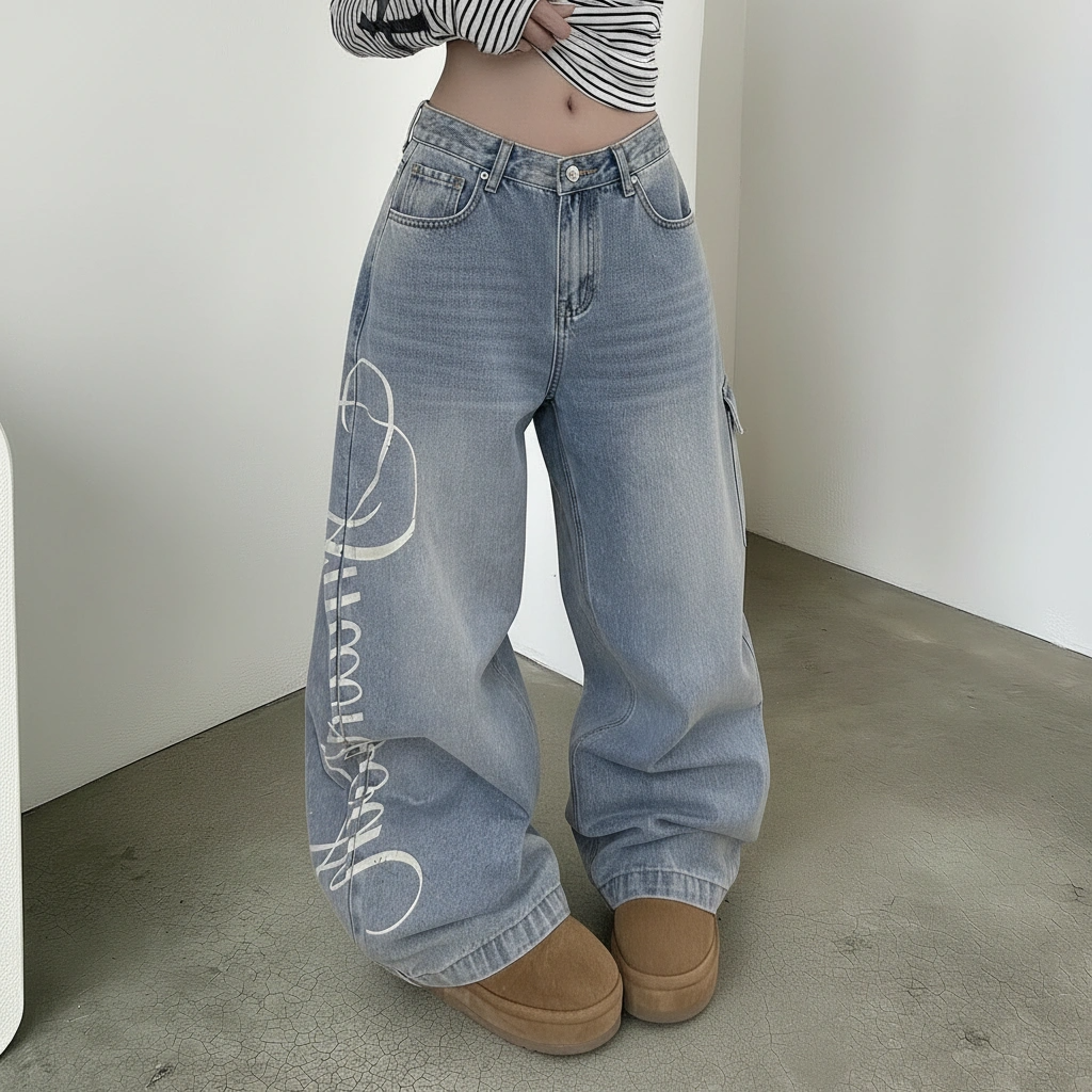 Soft Script Slouch Jeans